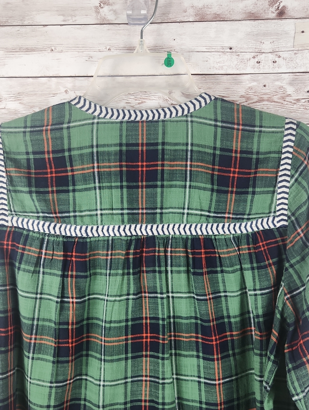 J. Crew Green Plaid Long-Sleeve Popover Top - Picture 5 of 5